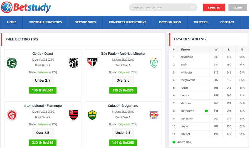 Betstudy.com - Free football tips websites for new players