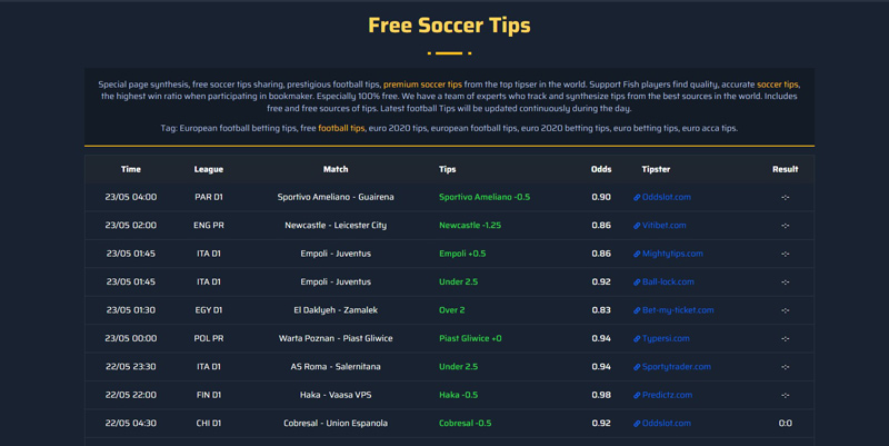 Soccertips.net - The most reputable free football tips website todayThis website specializes in providing top-notch football tips worldwide, distributing various types of tips such as Freetips, Premium tip