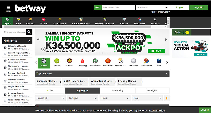 Betway - Sports betting in Zambia