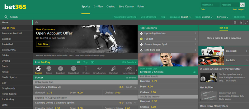 Participate in betting at Bet365 