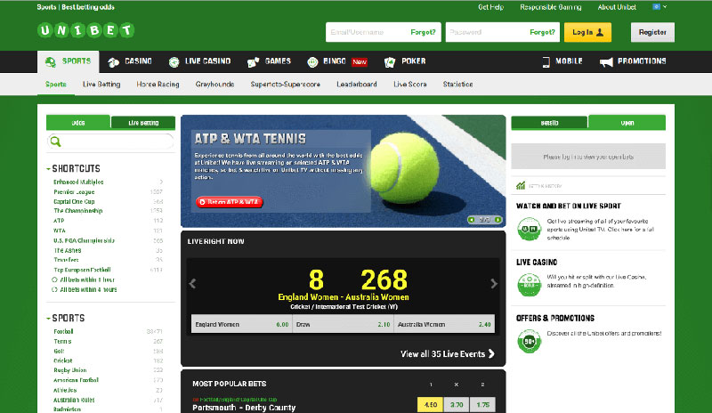 Participate in tennis betting at Unibet