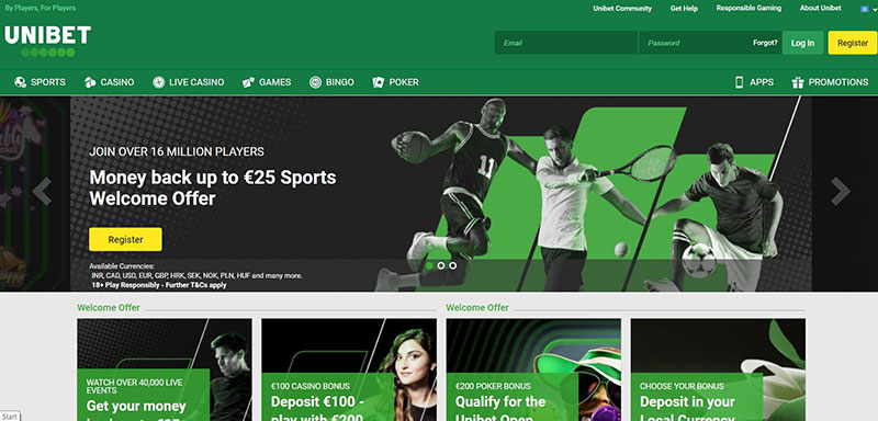 Unibet - Bookmaker with a large number of bookmakers