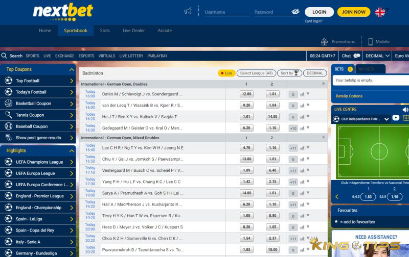 Nextbet badminton betting website