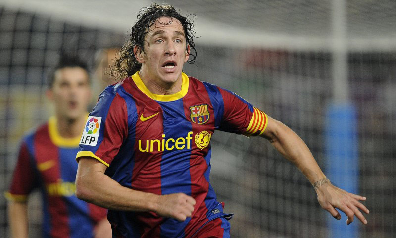 Defender Carles Puyol is famous for his excellent defensive ability