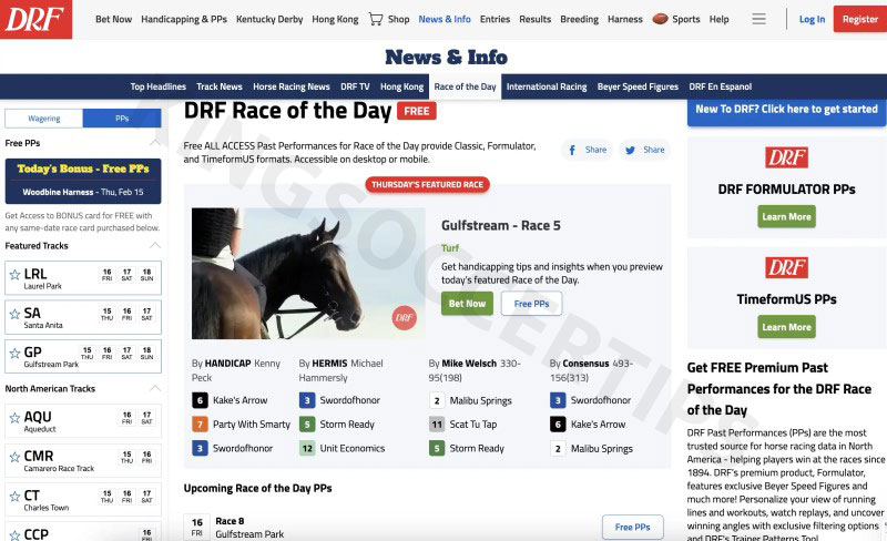 DRF Bets - Safe online horse racing betting site