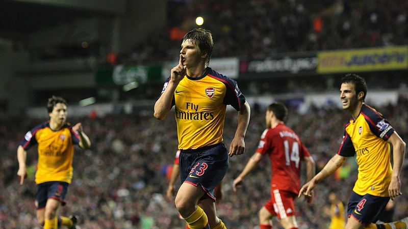 The match score was Liverpool 4 - 4 Andrey Arshavin