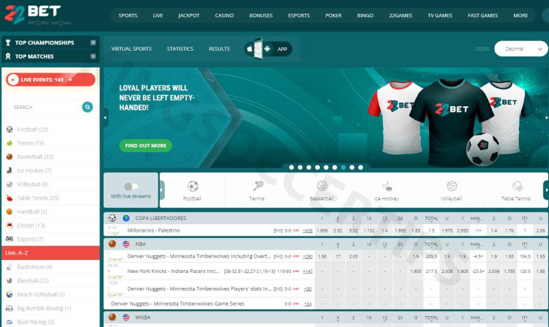 22Bet - Best Cryptocurrency Sports Betting Site