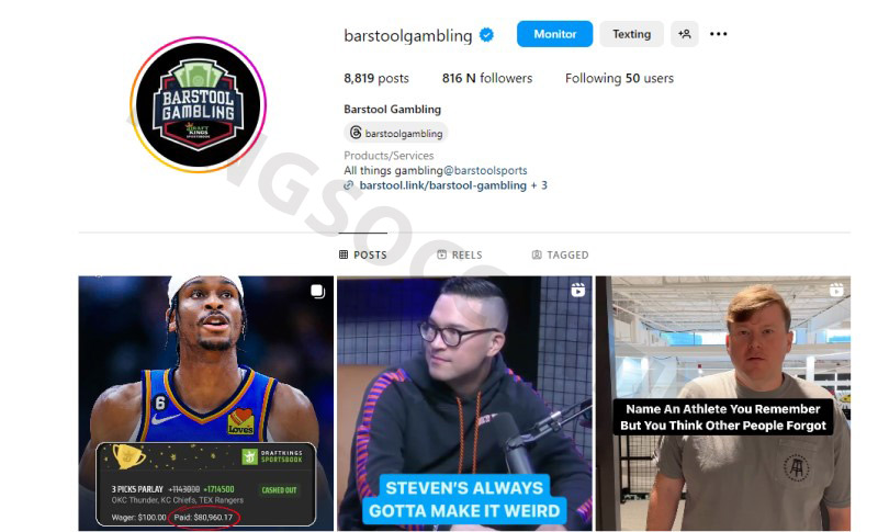 @barstoolbets - Best sports betting instagram accounts