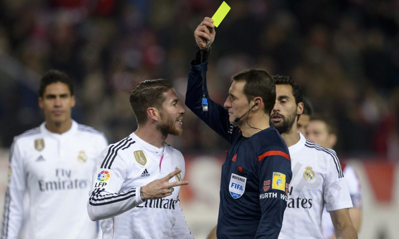 Sergio Ramos is the player with the most yellow cards in a soccer game