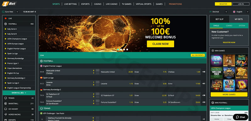 1Bet - Sports betting site Colombia