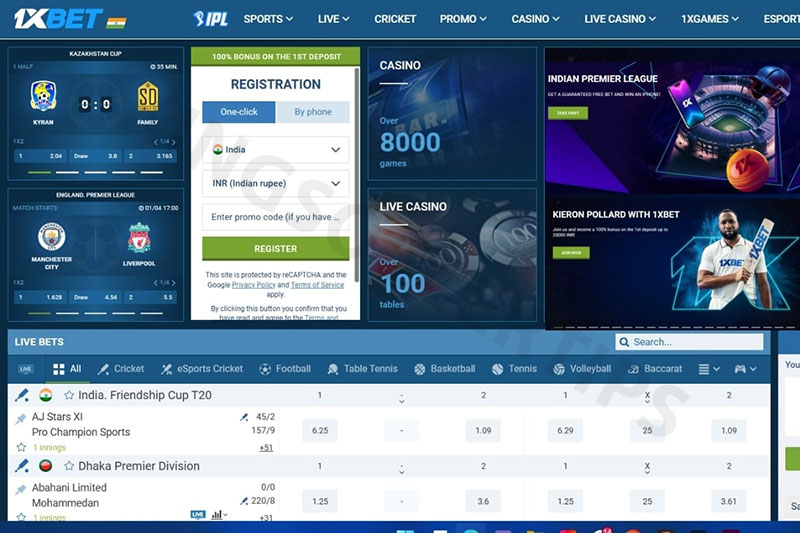 1XBet - Best sports betting sites for 18 year olds