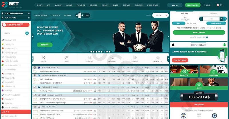 22bet - Betting site Croatia