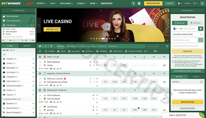 BetWinner - Site Bolivia sports betting