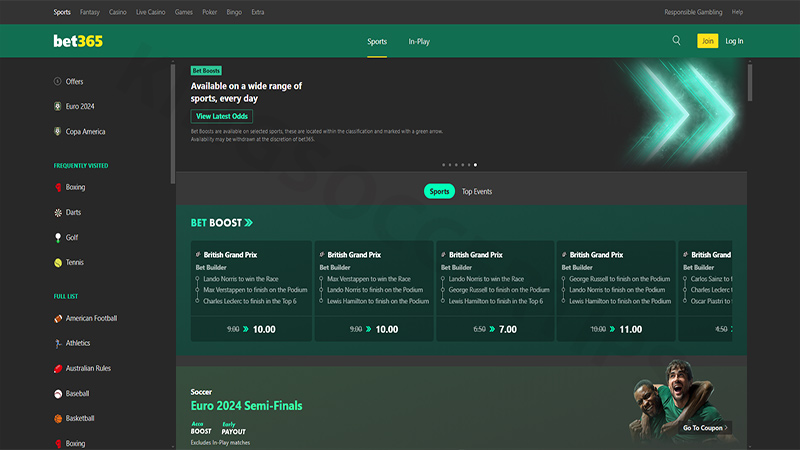 Top golf betting sites: Bet365