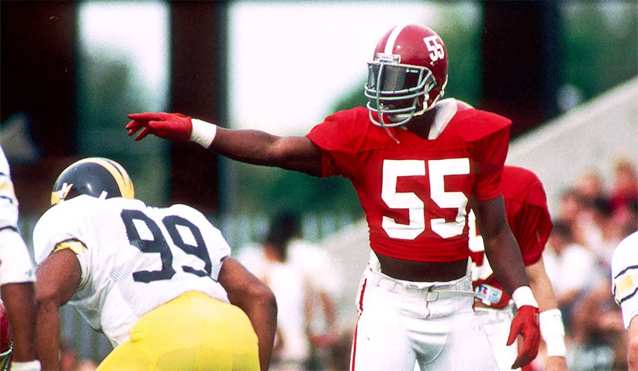 Derrick Thomas celebrating after a big defensive play