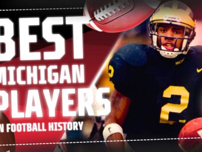 A collage of Michigan football legends across different eras